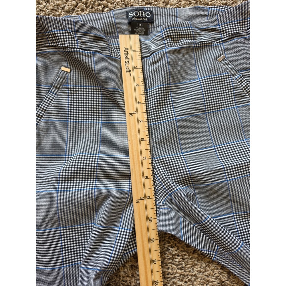 SOHO Apparel Ltd Grey Blue Glen Plaid Pull On Slim Leg Trousers Pants Womens M - Picture 7 of 9